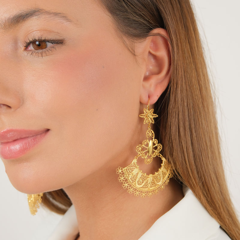 Earrings Skirt in Gold Plated Silver