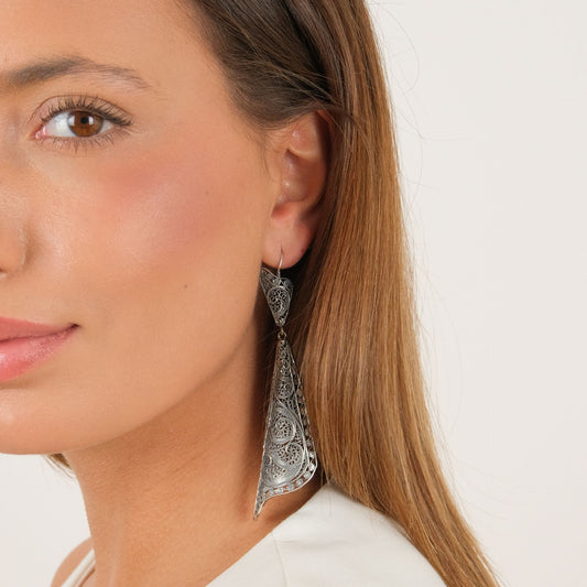 Earrings Fado Singer's Shawl in Silver