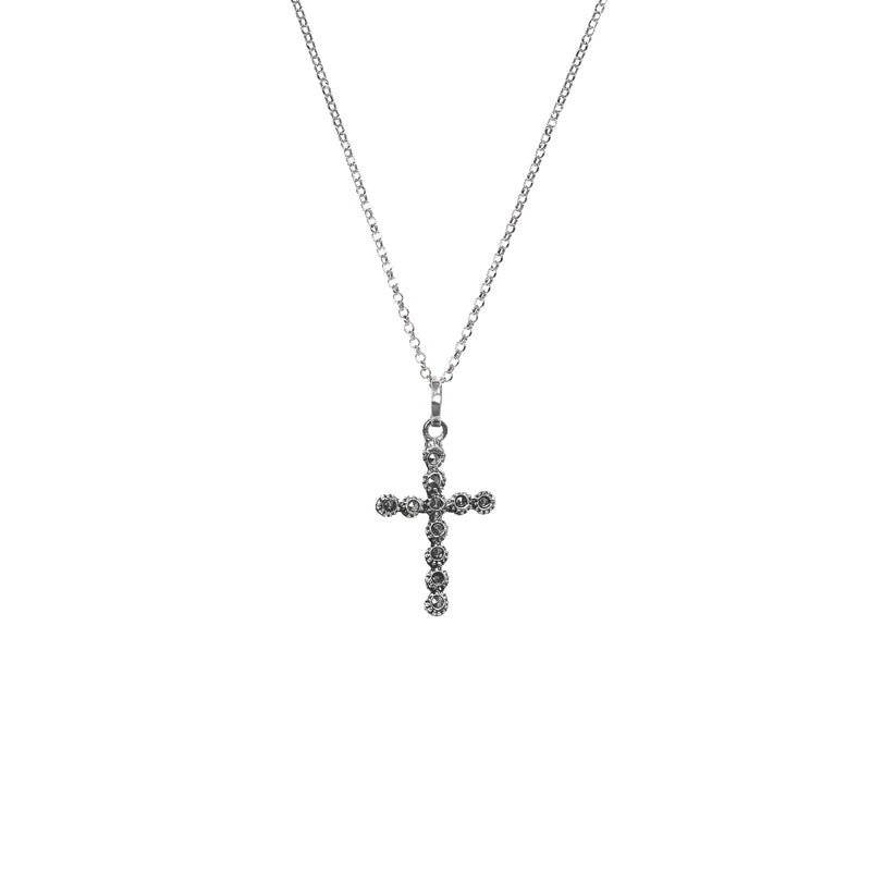 Necklace Cross S with Marcasites in Silver