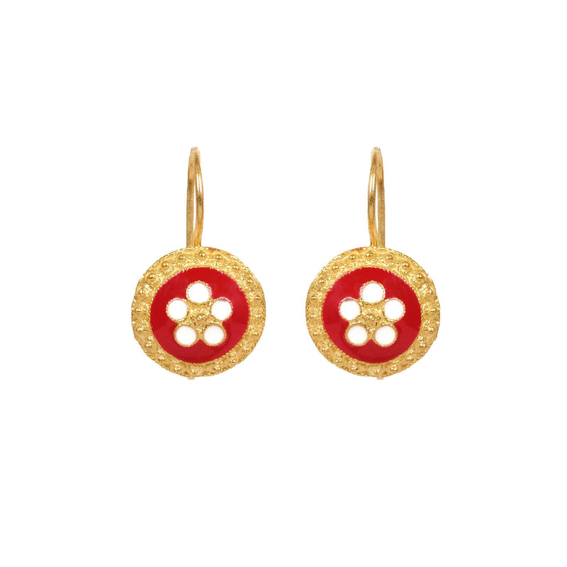 Earrings Red Caramujo in Gold Plated Silver