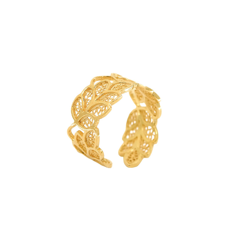 Ring Leaves in Gold Plated Silver