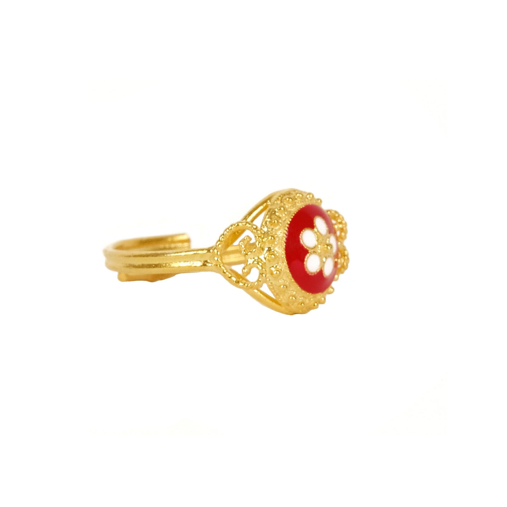 Ring Red Caramujo in Gold Plated Silver