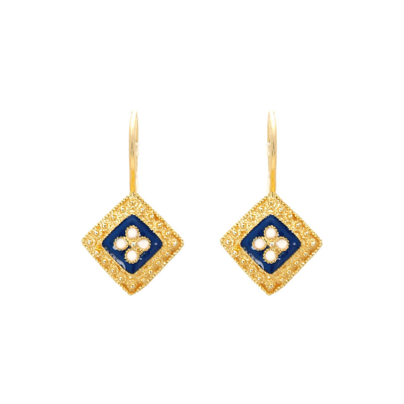 Earrings Rhomb Caramujo in Gold Plated Silver