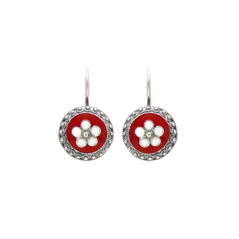 Earrings Red Caramujo in Silver