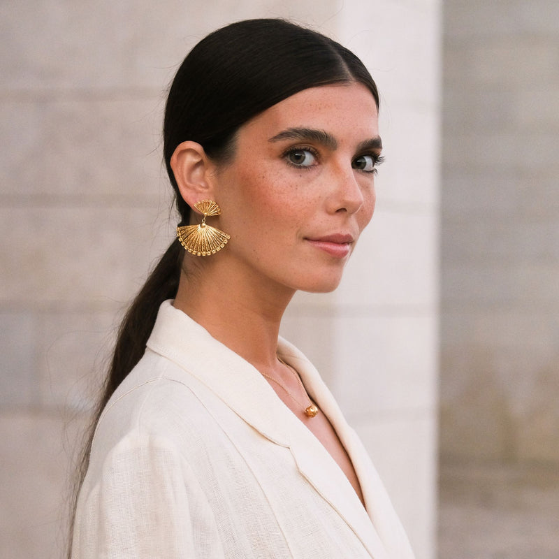 Earrings Fan in Gold Plated Silver