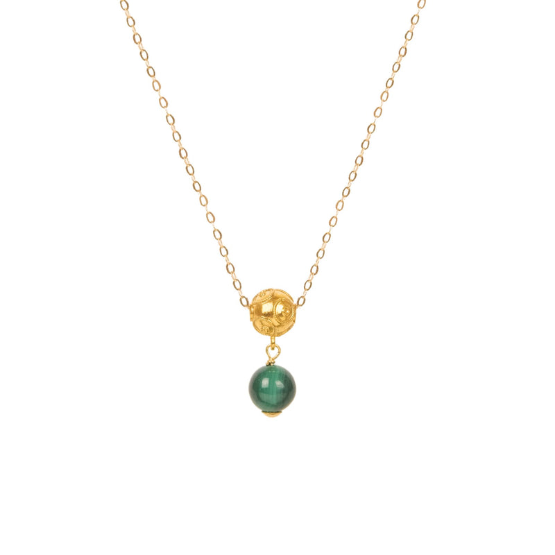 Necklace Viana's Conta in 19,2Kt Gold with Malachite