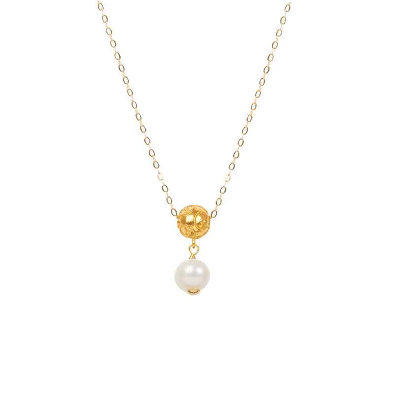 Necklace Viana's Conta in 19,2Kt Gold with Pearl