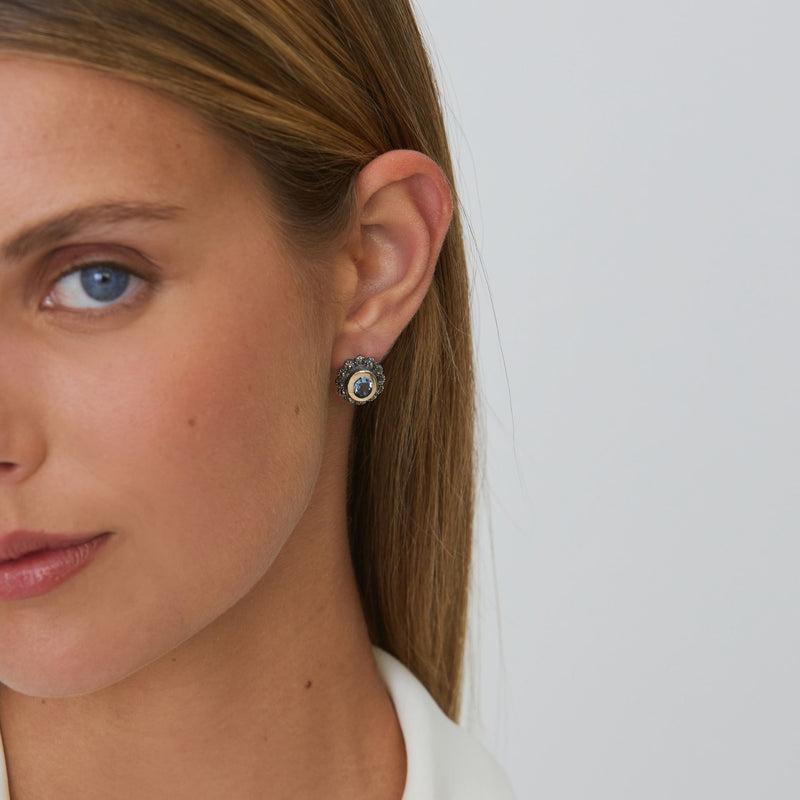 Set Blue Marcasites in Silver and Gold