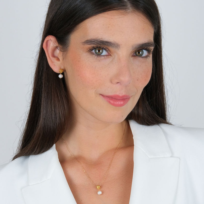 Necklace Viana's Conta in 19,2Kt Gold with Pearl