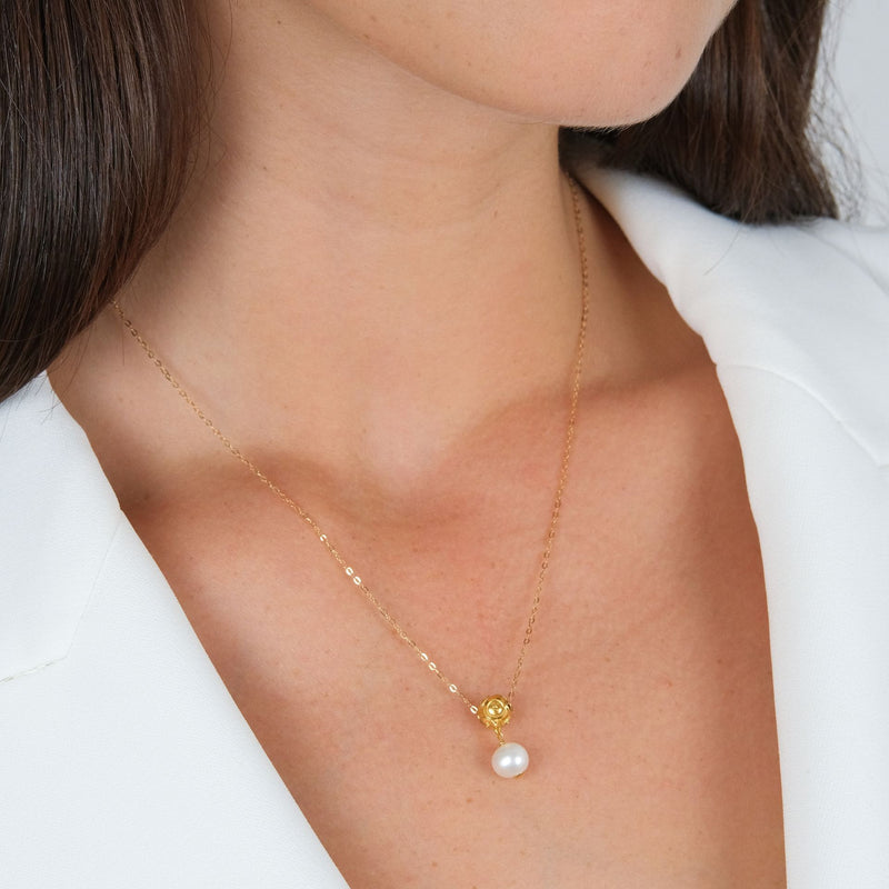 Necklace Viana's Conta in 19,2Kt Gold with Pearl