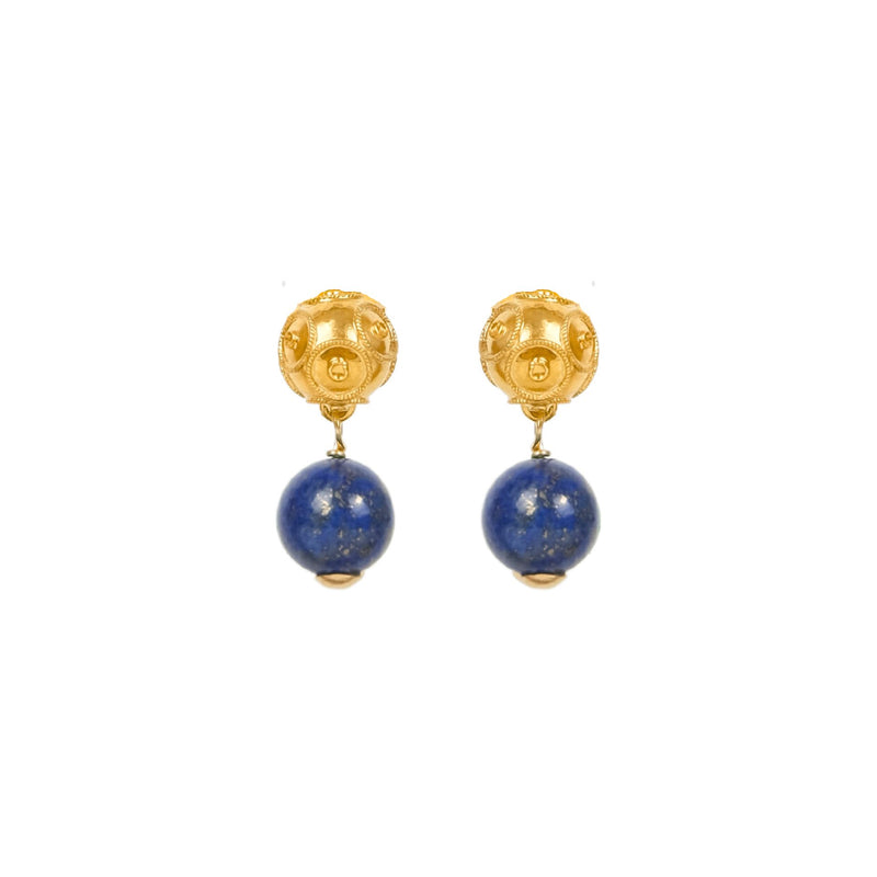 Earrings Viana's Conta in 19,2Kt Gold with Lapis Lazuli