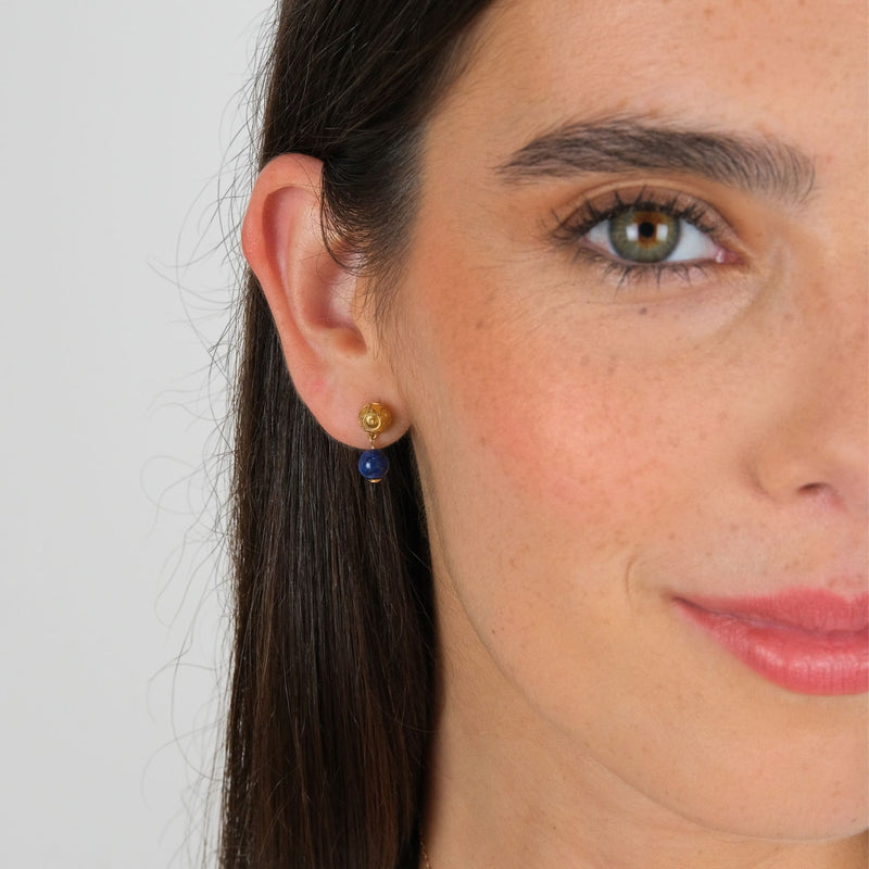 Earrings Viana's Conta in 19,2Kt Gold with Lapis Lazuli