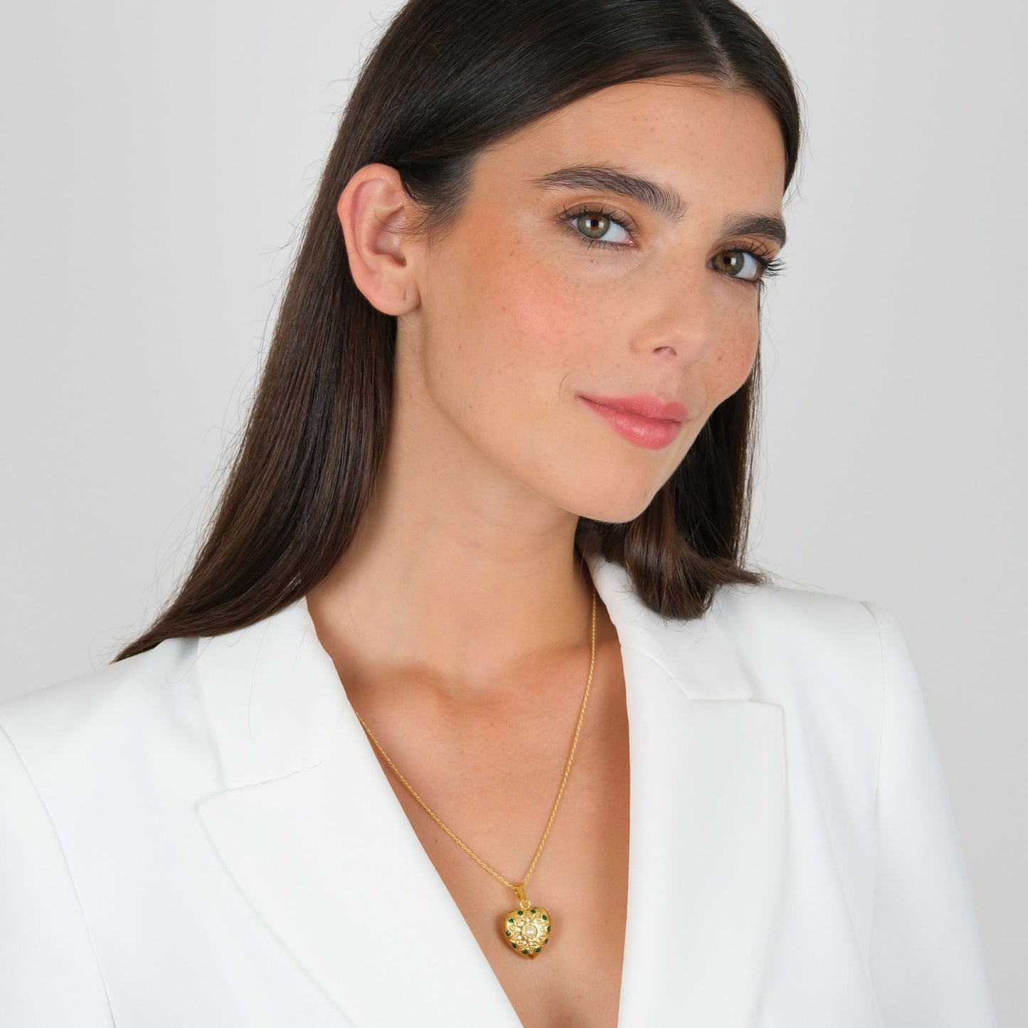 Necklace MATI Green in Gold Plated Silver