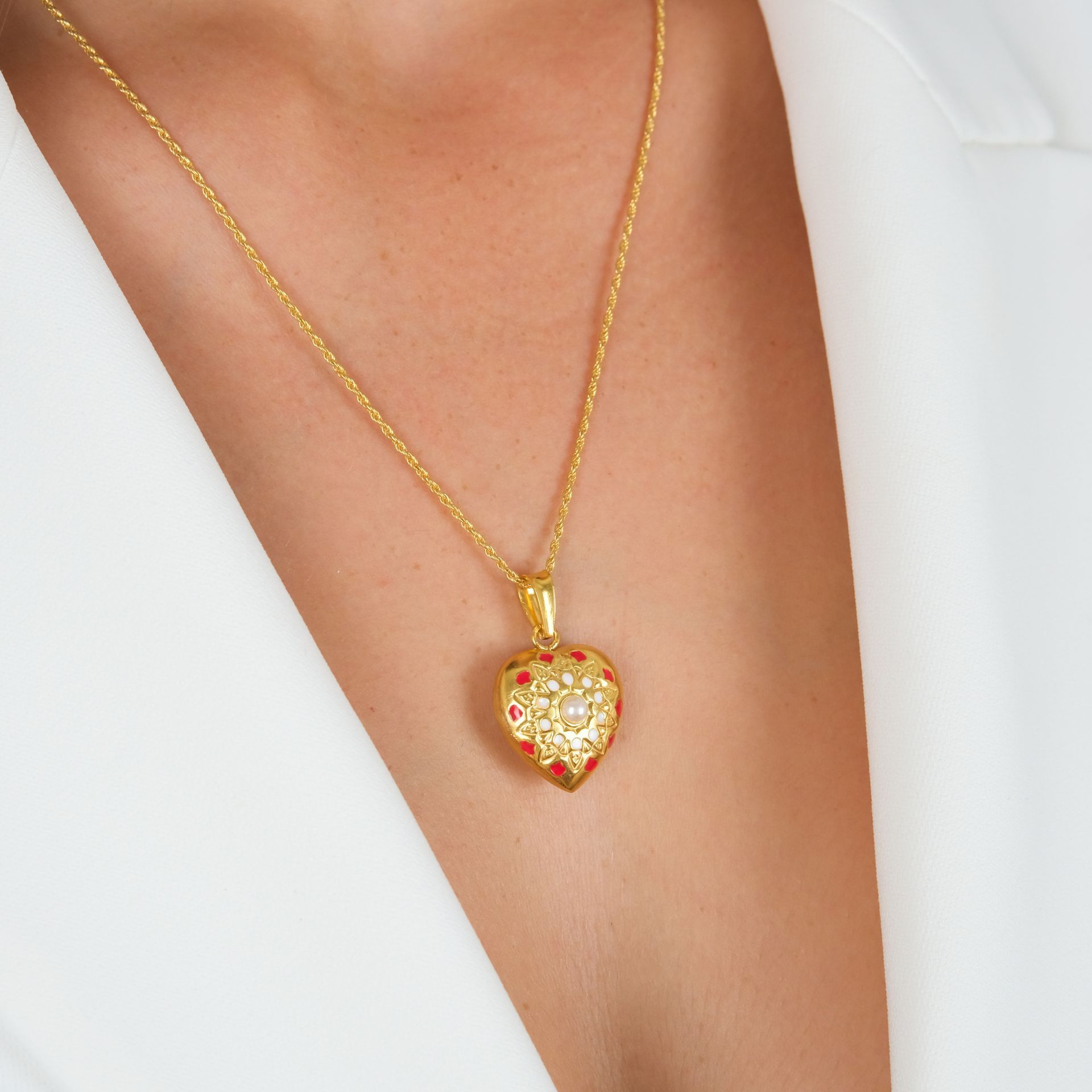 Necklace MATI Red in Gold Plated Silver