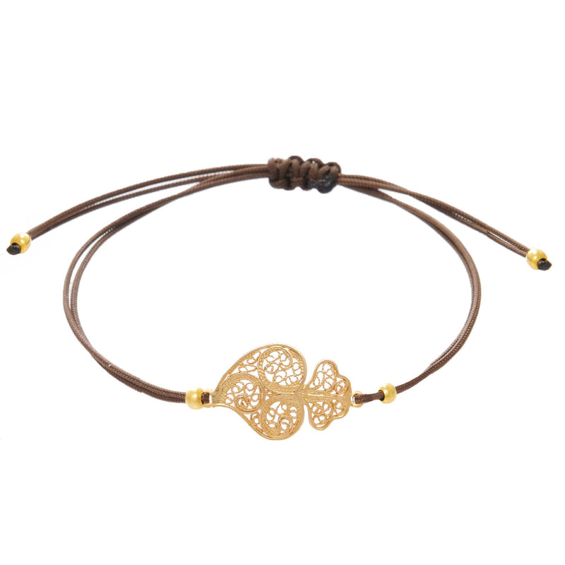 Bracelet Heart of Viana in Gold Plated Silver with Cord