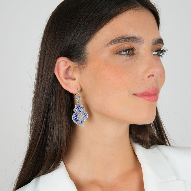 Earrings Heart of Viana Azulejo in Silver