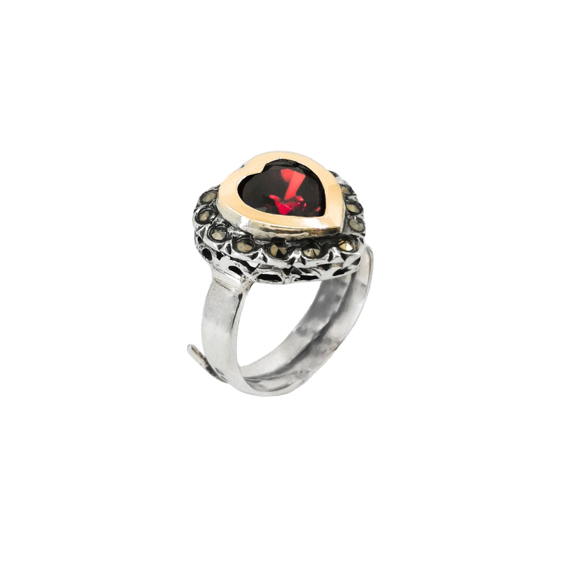 Ring Vintage Red in Silver and Gold