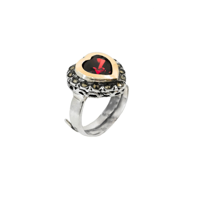 Ring Vintage Red in Silver and Gold