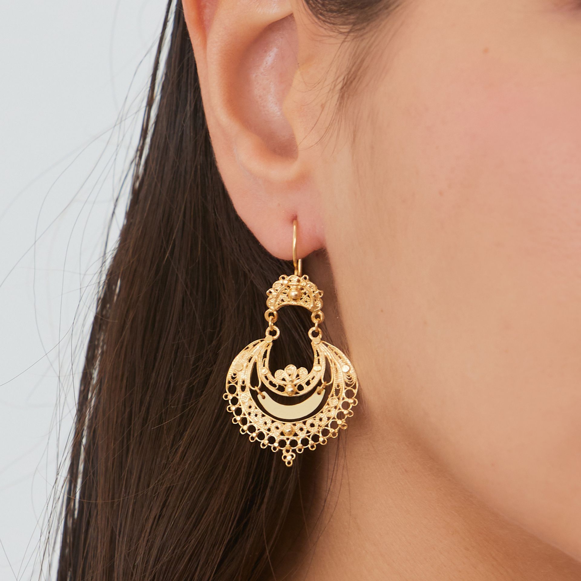 Earrings Arrecadas in Gold Plated Silver