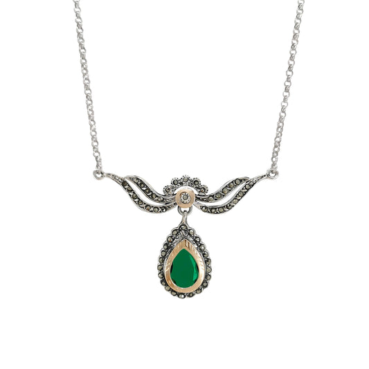 Necklace Tiara Green in Silver and Gold