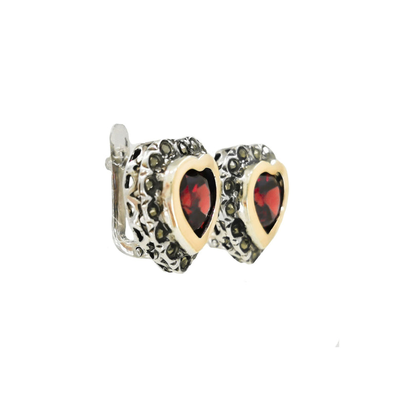 Earrings Vintage Red in Silver and Gold