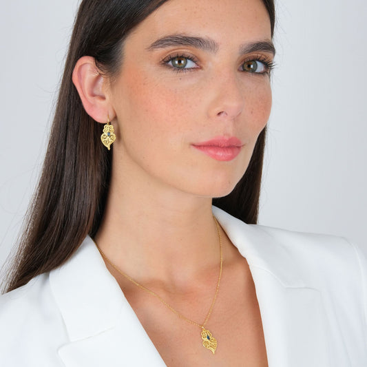 Set Heart of Viana Blue in Gold Plated Silver