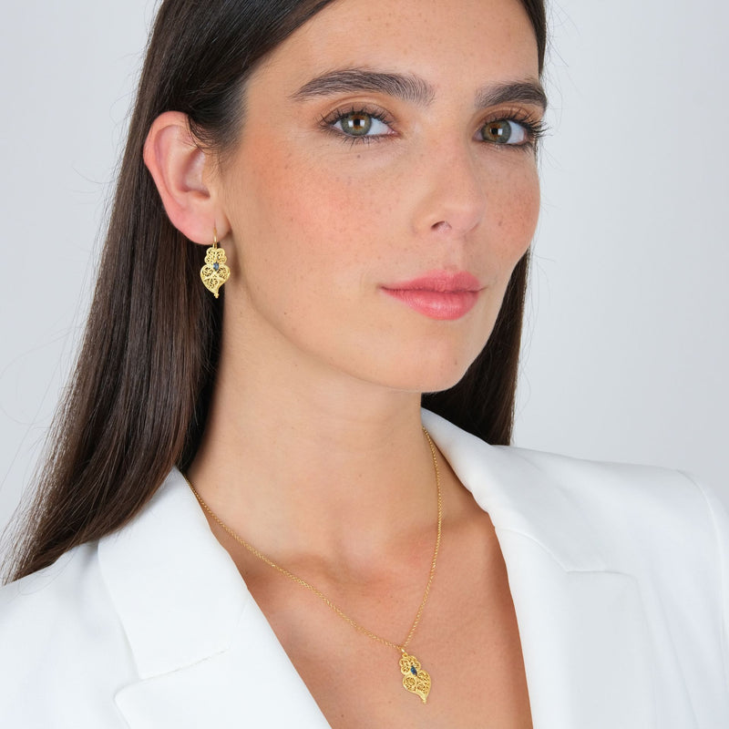 Set Heart of Viana Blue in Gold Plated Silver