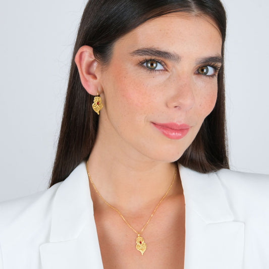 Set Heart of Viana Red in Gold Plated Silver