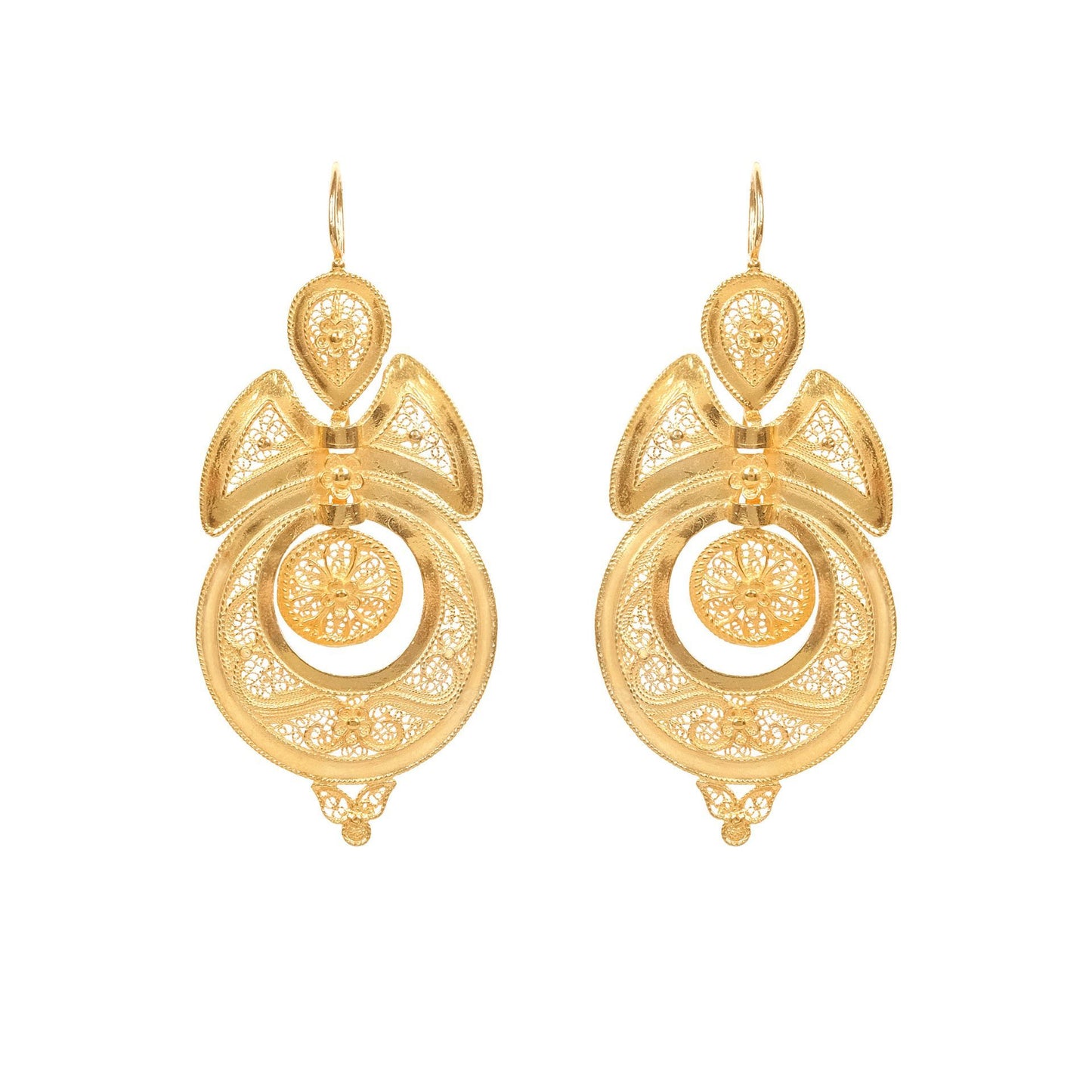 Queen Earrings in Filigree in Gold Plated Silver