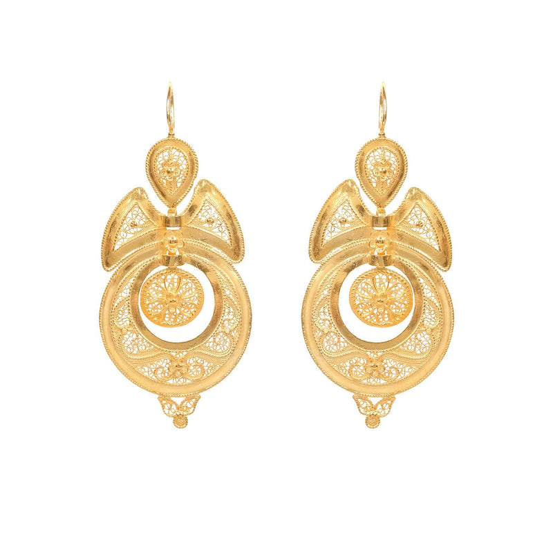 Queen Earrings in Filigree in Gold Plated Silver