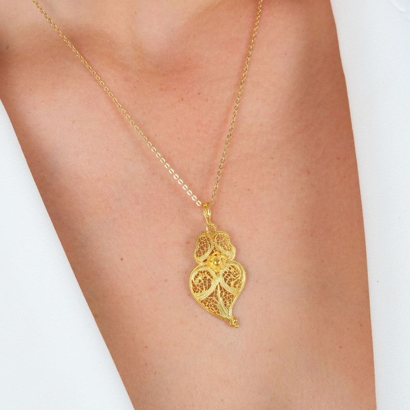Necklace Heart of Viana 3,5cm in Gold Plated Silver