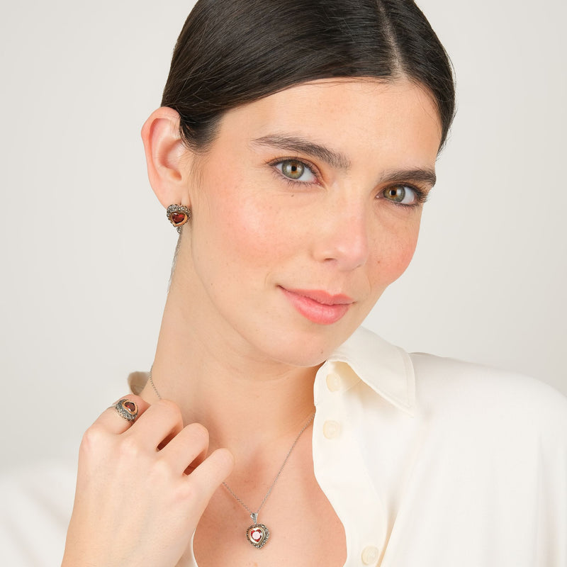 Earrings Vintage Red in Silver and Gold