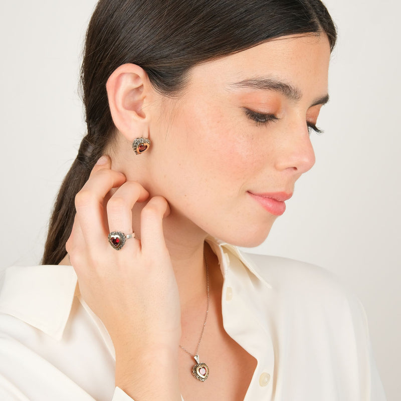 Ring Vintage Red in Silver and Gold