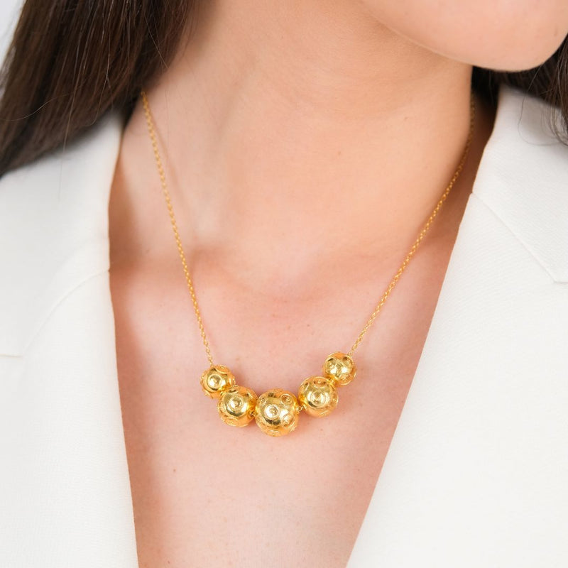 Necklace Five Viana's Conta in Gold Plated Silver