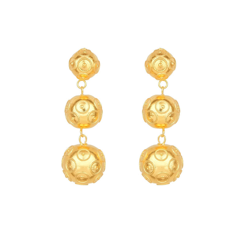 Earrings Three Viana’s Conta in Gold Plated Silver