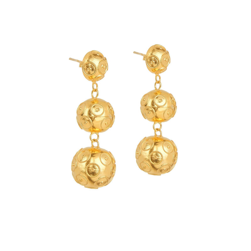 Earrings Three Viana’s Conta in Gold Plated Silver