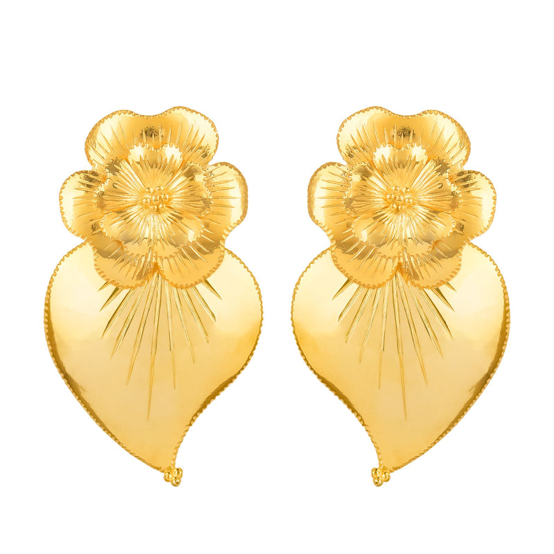 Earrings Heart of Amália in Gold Plated Silver