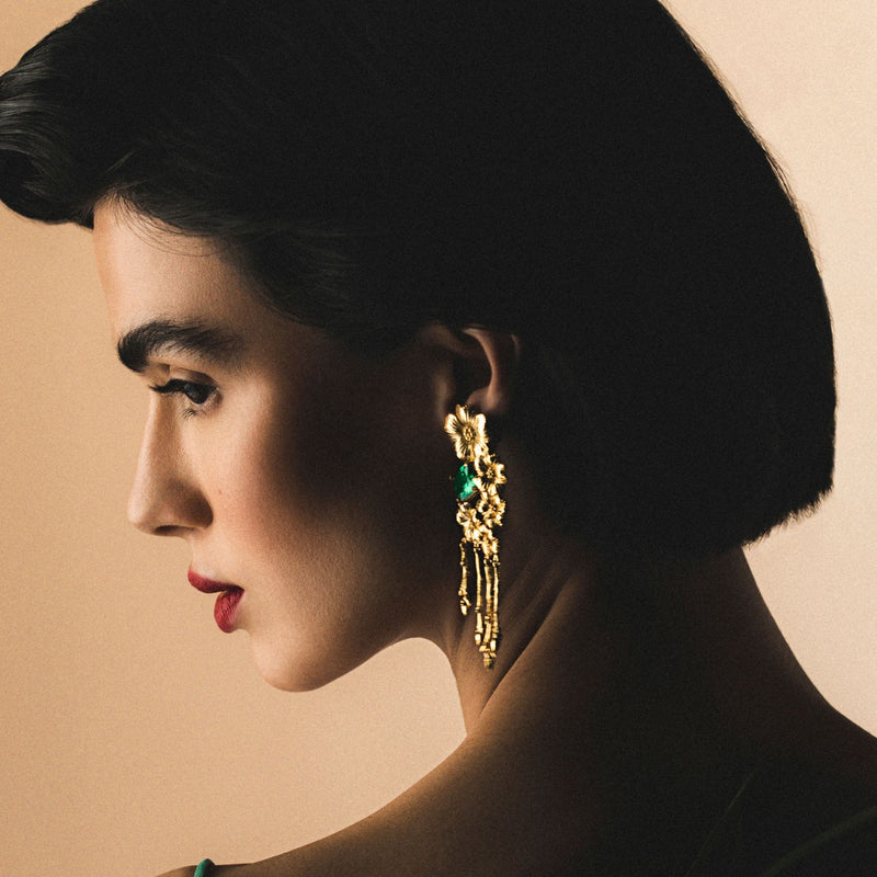 Earrings Amália Flower in Gold Plated Silver