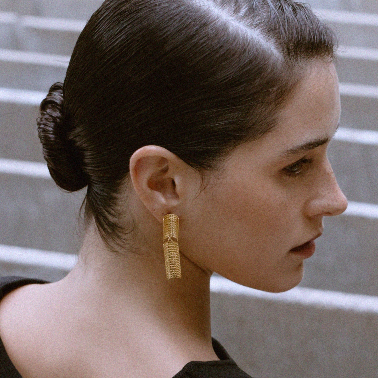 Earrings Engawa in Gold Plated Silver
