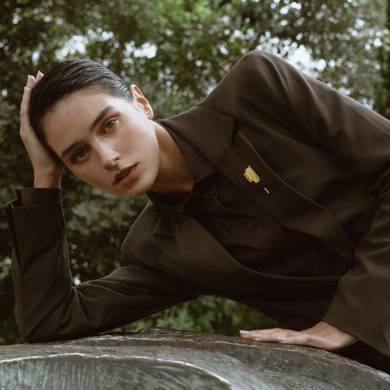 Pin Engawa in Gold Plated Silver