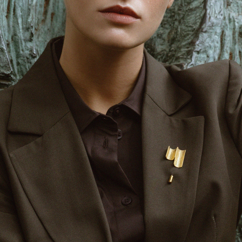 Pin Engawa in Gold Plated Silver