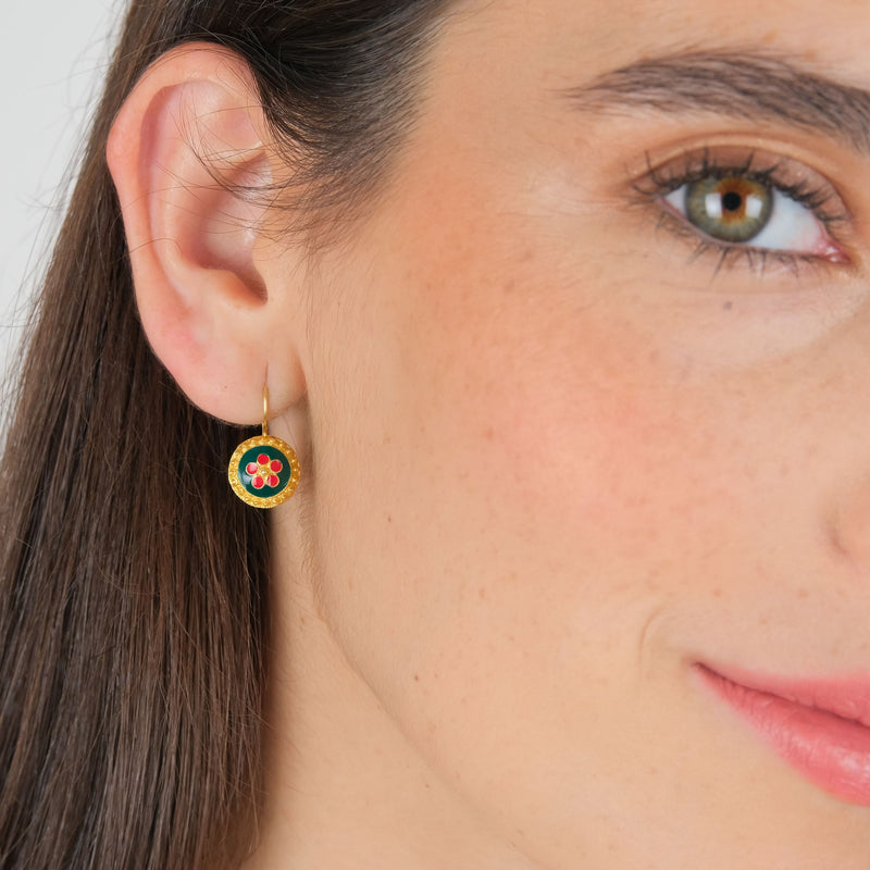 Set Green and Red Caramujo in Gold Plated Silver