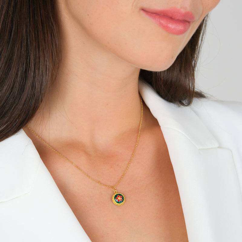 Set Green and Red Caramujo in Gold Plated Silver