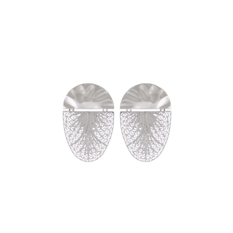Earrings Oval Articulated in Silver