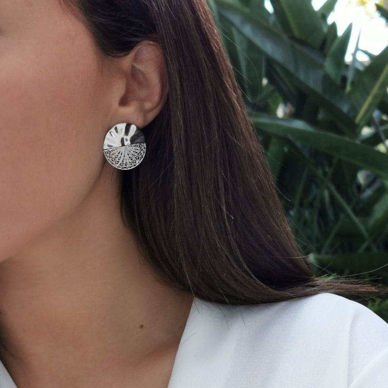 Earrings Circles Articulated in Silver