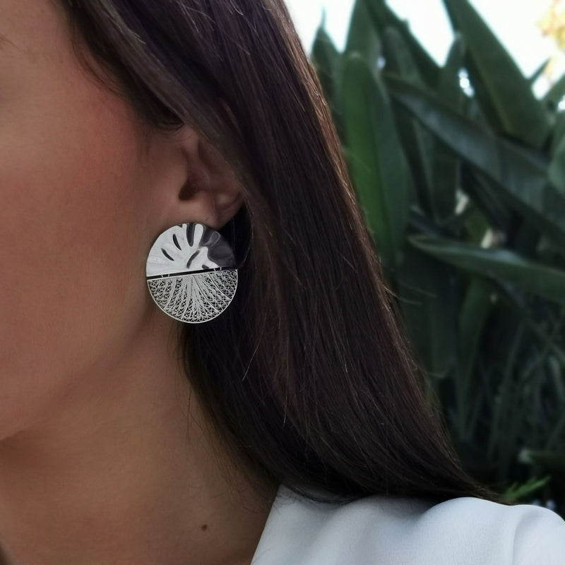 Earrings Circles Articulated XL in Silver