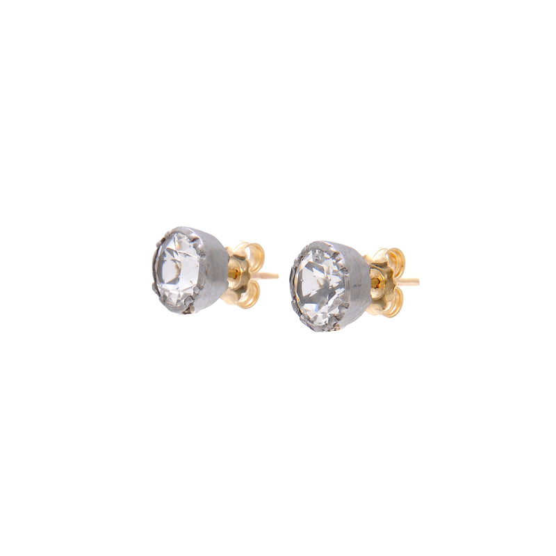 Earrings Solitaire Rock Crystal in Silver and Gold