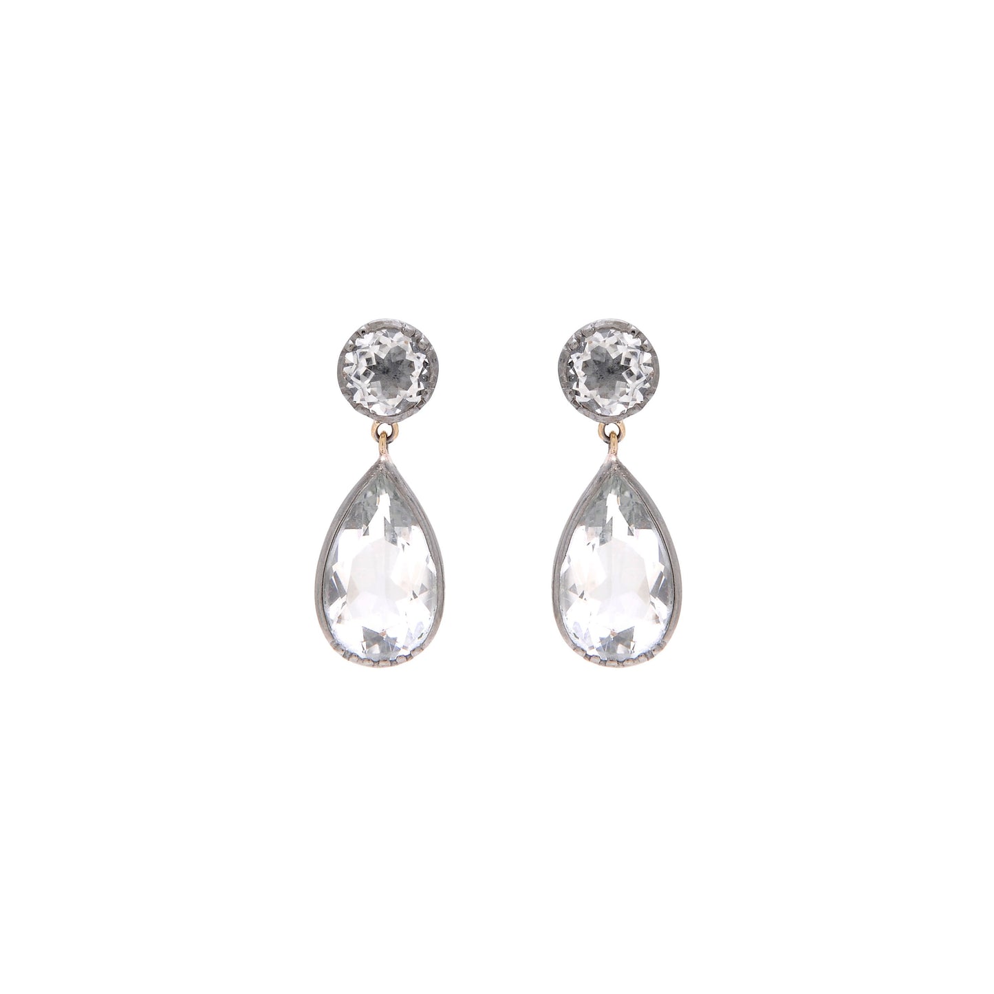 Earrings Drop Rock Crystal in Silver and Gold