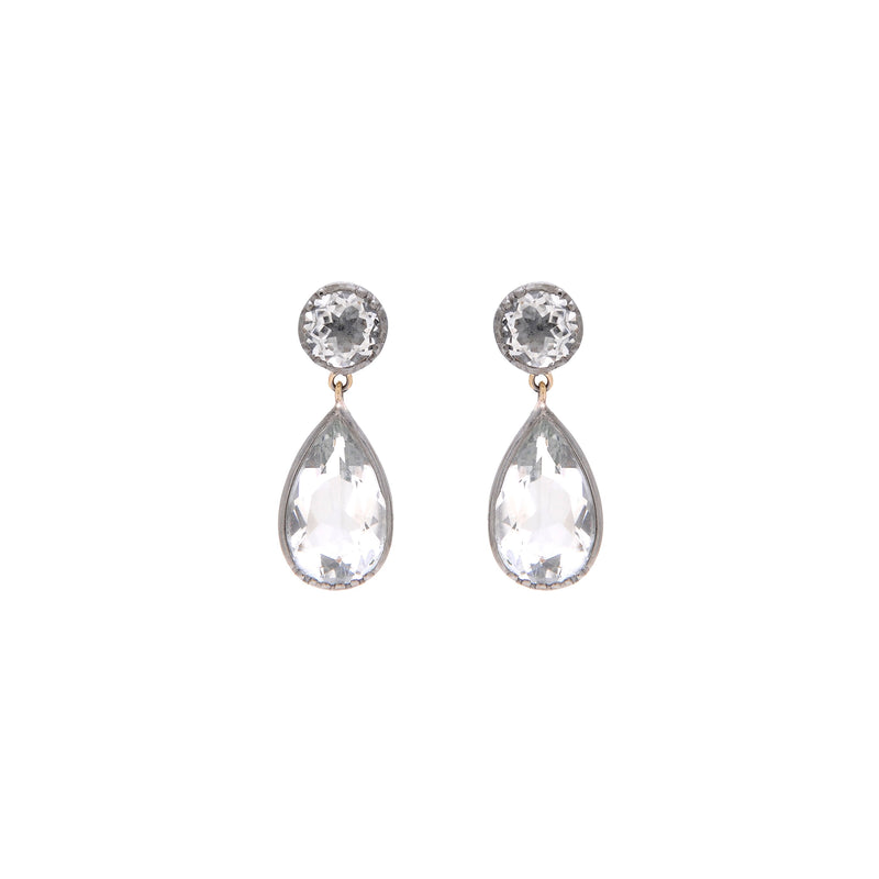 Earrings Drop Rock Crystal in Silver and Gold