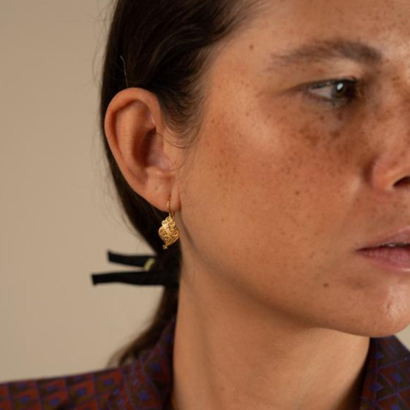 Earrings Heart Full in 19,2Kt Gold and Diamond